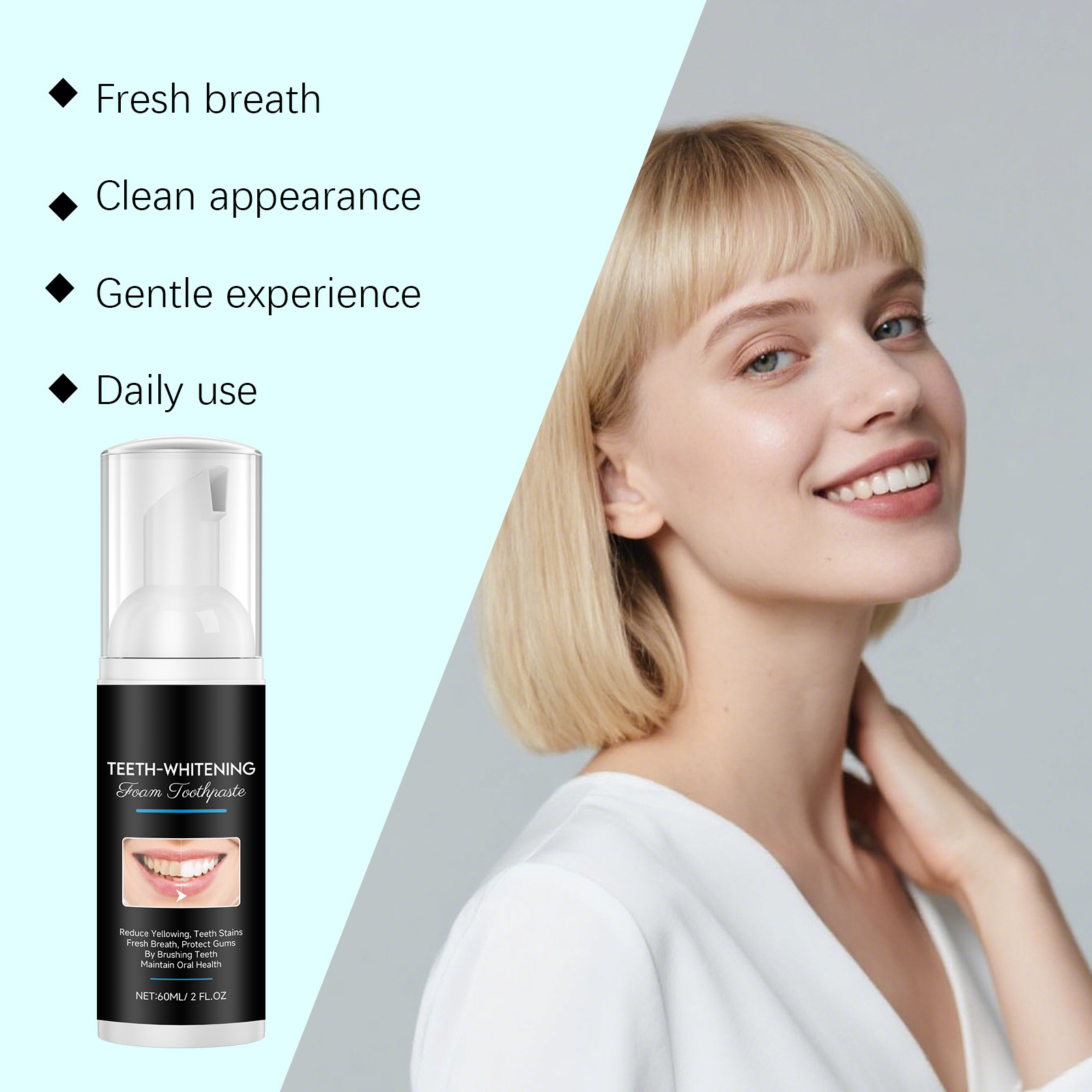 AMZ 60ml Pianka do wybielania  – Teeth Whitening Foam Toothpaste recenzja i cena